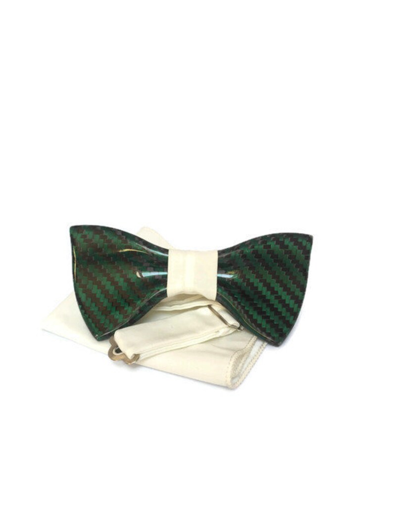 Bow tie made from carbon fiber. Green wedding bow tie. Premium Etsy