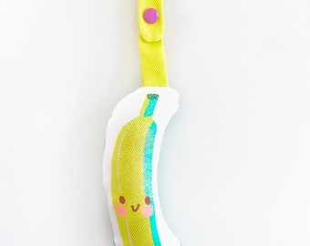 Hanging banana gym toy, fruit toy for baby gym, stroller toy, fruit rattle, floor gym toy, hanging fruit, attachable toy, activity center