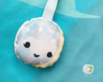 Hanging moon gym toy, space themed nursery, baby gym toy, stroller toy, baby toy 6-12 months, floor gym toy, kawaii, attachable, unisex baby