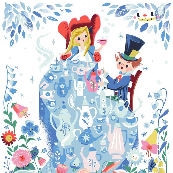 Alice in Wonderland Fabric Panel: Tea Party Cotton, Riley Blake