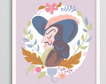 Captain Hook Art Print: Peter Pan Neverland Pirate Nursery Decor