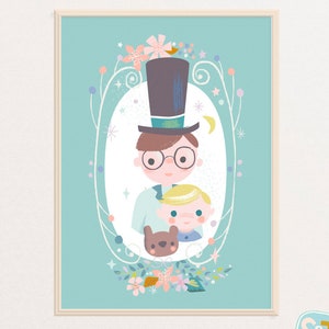 Exclusive Neverland Michael and John Darling art print, Peter Pan nursery, Neverland art, Peter Pan decor, Neverland nursery, Peter Pan art