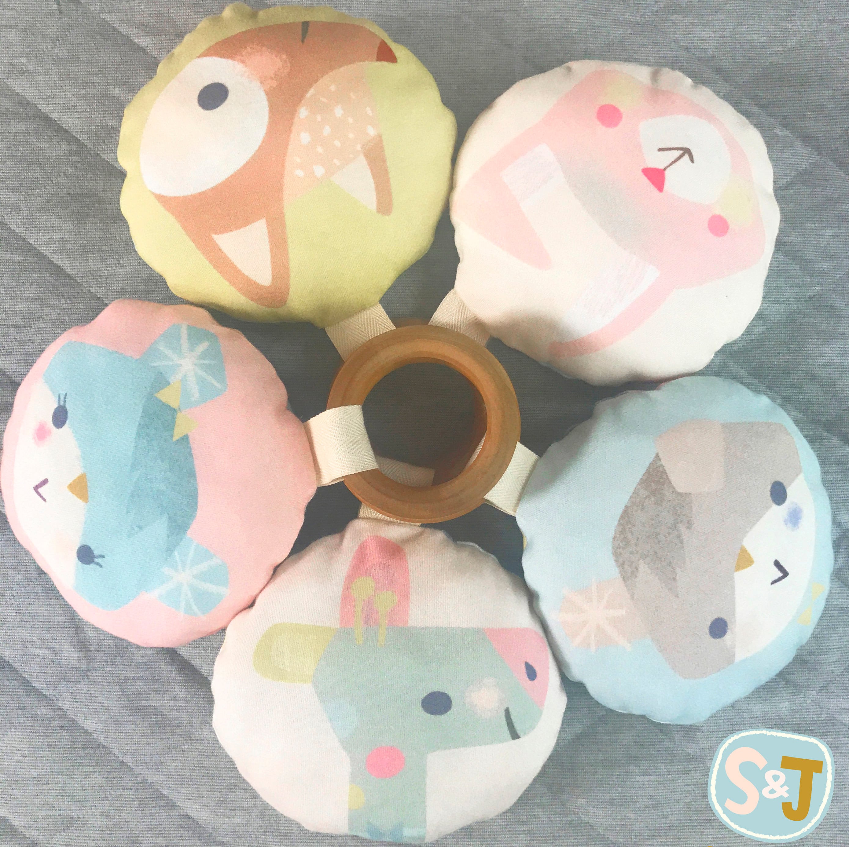 Organic Cotton Teether Rattle Eco Toy Wooden Teether Baby Etsy UK