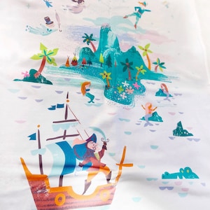 Organic cotton knit Neverland  baby blanket, handmade, unisex baby gift, Neverland nursery, Peter Pan, Captain Hook, mermaid lagoon