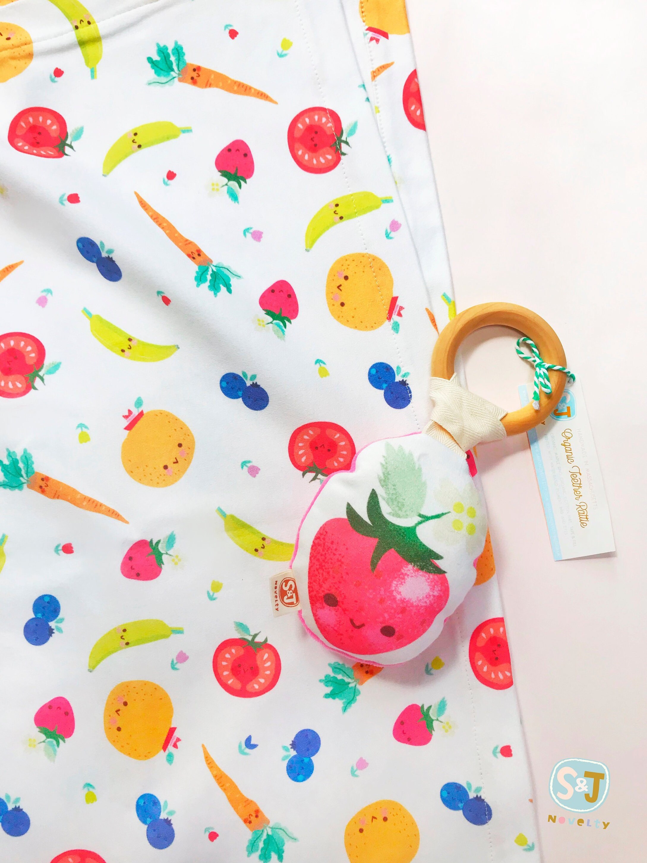 Organic cotton knit fruit baby blanket stroller blanket Etsy