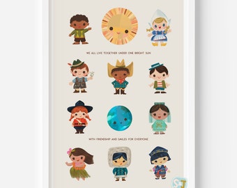 Multicultural Kids Art Print: Diverse Nursery Decor