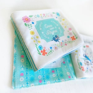 Organic nursery rhyme soft book, cloth book, nursery storybook, quiet book for baby, rhyme book, baby&#39;s first book, developmental book