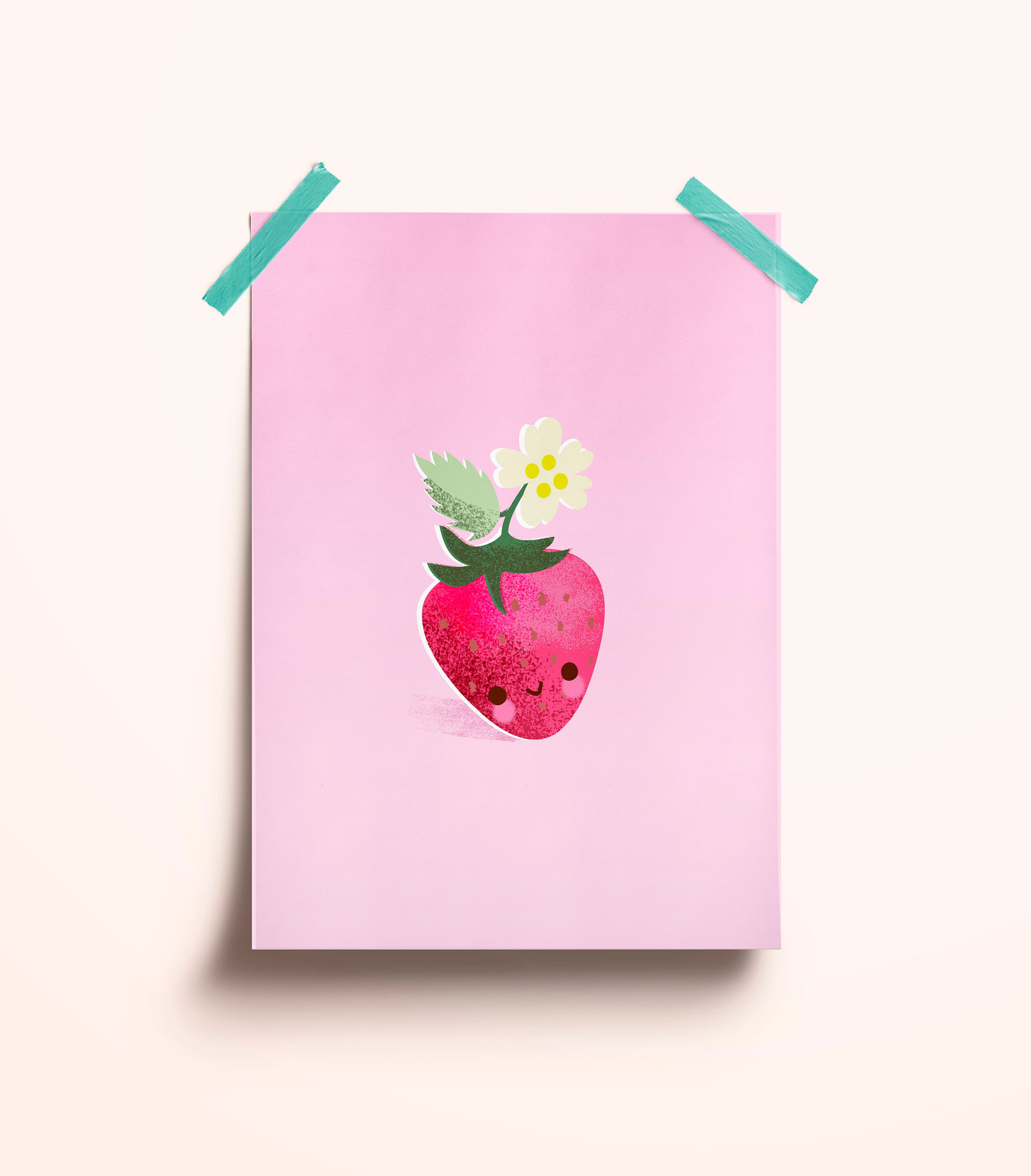 Strawberry Nursery Print Fruit Nursery Art Cute Strawberry Etsy