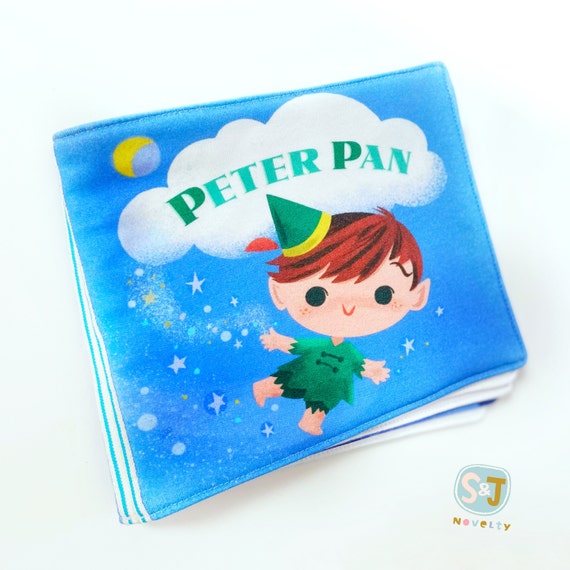 Organic Peter Pan rhyming soft book, cloth book, nursery storybook, quiet book for baby, rhyme book, baby's first book, Neverland nursery