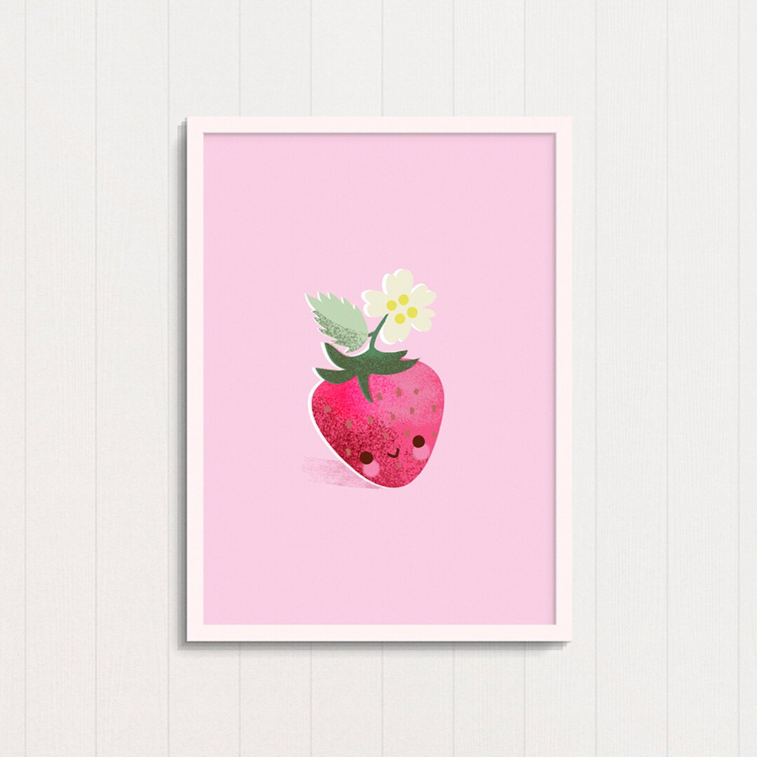 Strawberry Nursery Print Fruit Nursery Art Cute Strawberry Etsy