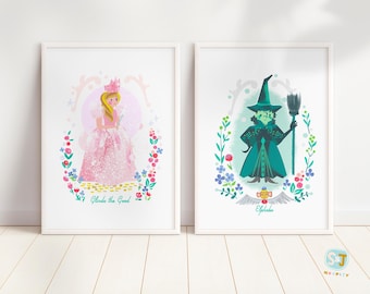 Wicked Sisters Art Print Set: Elphaba & Glinda, Wizard of Oz
