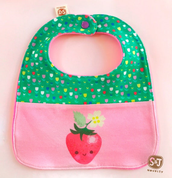 Organic Strawberry Bib Fruit Bib Organic Cotton Baby Bib Kawaii