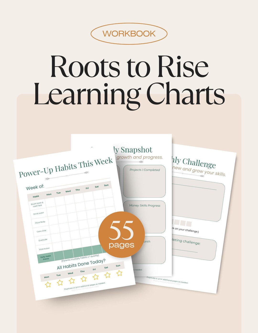 Roots to Rise Learning Charts Workbook (printed & Shipped) - Etsy