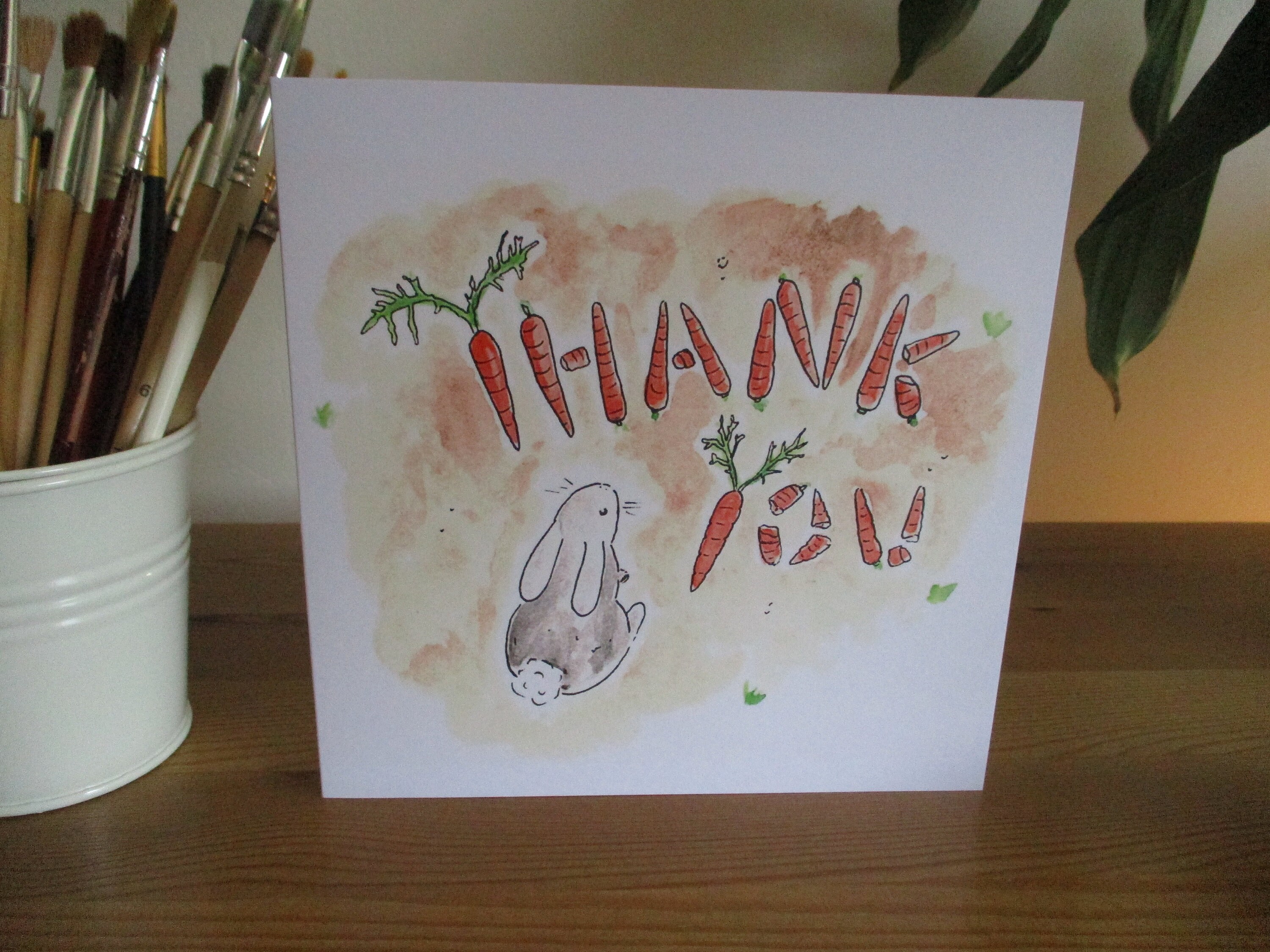 Rabbit Thank You Card - Etsy
