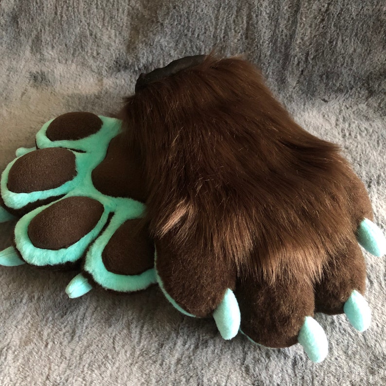 Fursuit Chocolate Mint Puffy Hand Paws
