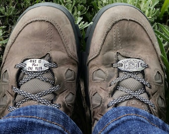 Personalized Shoelace Tags For Hikers | Hand Stamped Shoe Tags | Gift Idea For Hiker | Hiking Accessories for Men&#39;s and Women&#39;s Hiking Boots