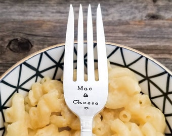 Mac and Cheese - Hand Stamped Vintage Dinner Fork - Foodie Gift - Culinary Gift - Unique Gift for Her - Mac and Cheese Gift - Ready Made