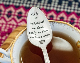Personalized Tea Spoon | Christmas Stocking Stuffer | Tea Lover Gift Idea | Vintage Tea Cup, Tea Party Favor or Game Prize | Custom Tea Gift