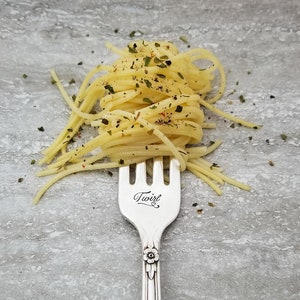 Custom Stamped Vintage Silverplate Fork | Personal Mantra | Anniversary Gift | Pasta Gift | Retirement Gift
