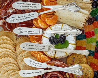 Custom Stamped Charcuterie Board Accessories | Housewarming, Wedding, Anniversary or Bridal Shower Gifts | Butter, Jam and Cheese Knives