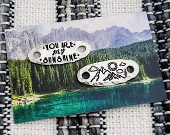 You Are My Sunshine - Hand Stamped Shoetags - Hiker Gift - I Love You Gift - Gift For Boyfriend - Encouragement Gift - Ready Made