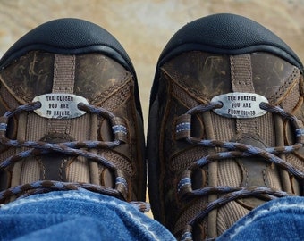 Personalized Shoelace Tags For Hikers | Hand Stamped Shoe Tags | Gift Idea For Hiker | Hiking Accessories for Men&#39;s and Women&#39;s Hiking Boots