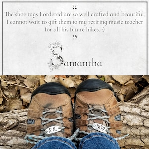 Personalized Hiking Boot Tags Hiking Gift For Women Gift Idea For Hikers Hiker Inspiration John Muir and JRR Tolkein Quotes image 9