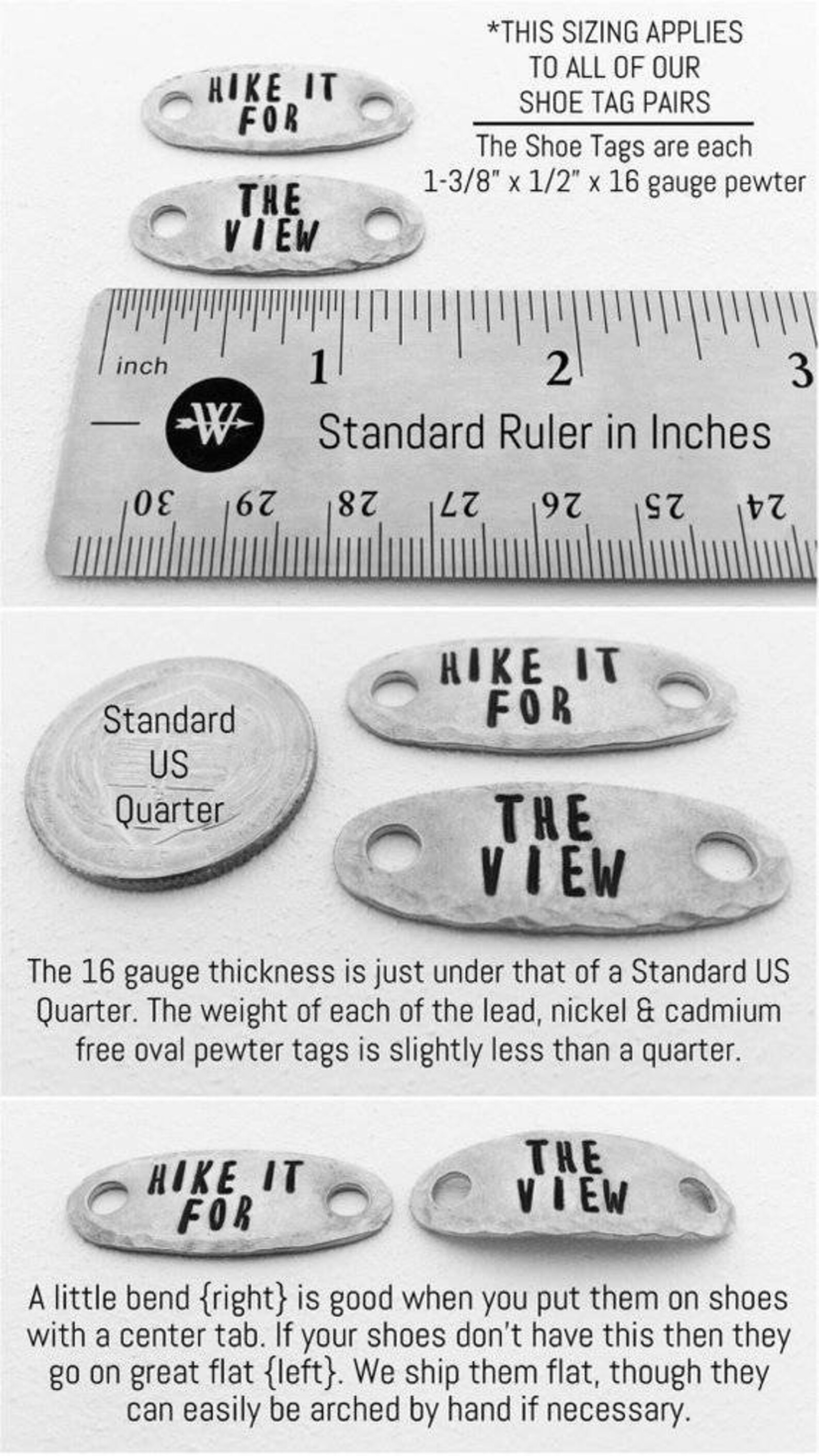 Personalized Shoelace Tags Hand Stamped Shoe Tags Hiker Etsy