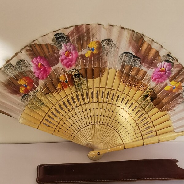 Vintage Hand Painted folding fan