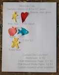 12 pcs. Mini Aluminum Die Cuts - Apples, Stars, Fish, Hearts and Teddy Bears one or all.