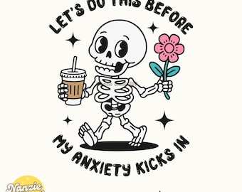 Anxiety Skeleton SVG PNG: Trendy Mental Health Design