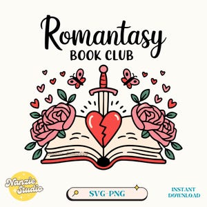 Romantasy Book Club SVG PNG: Romance Reader Design (Digital Download)