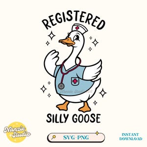 Lustige Krankenschwester Gans SVG PNG: Dumme Gans Design (Digitaler Download)