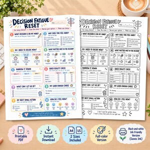 Decision Fatigue Worksheet, ADHD Executive Function Printable, Decision Making, Analysis Paralysis, Choice Overload for Adults & Teens, PDF