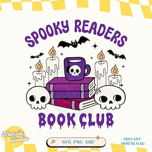 Spooky Readers Book Club PNG SVG, Spooky Season Fall Cute Halloween Trendy Funny Bookish Book Lover Svg Png Shirt, Sticker Sublimation files