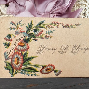 vintage carte de visite Illustrations victoriennes Floral décoratif alphabet à collectionner éphémère carte antique