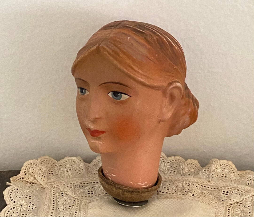 Antique Rare Doll Head Maybe Composition or Paper Mache Victorian Doll