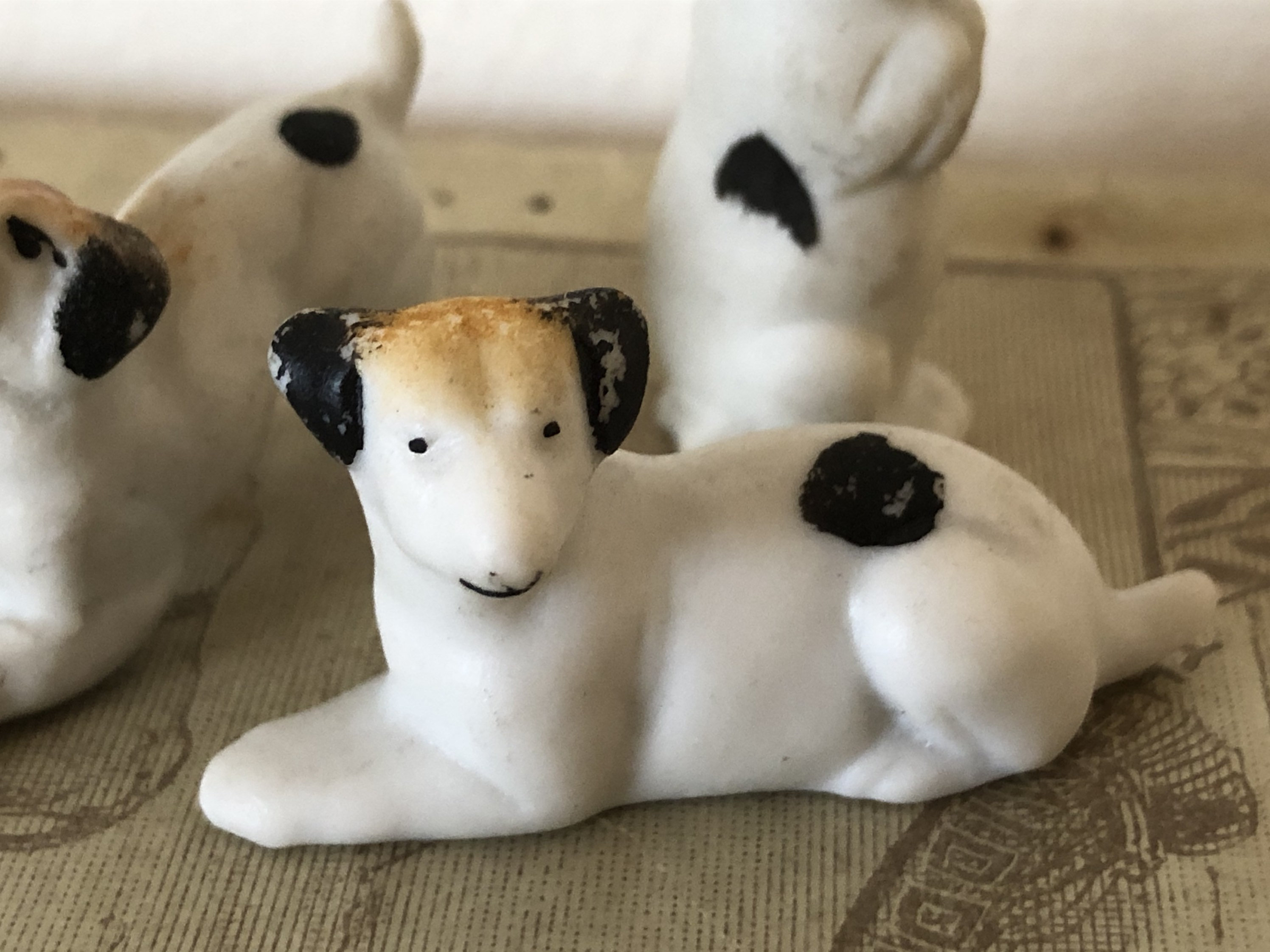 Vintage Bisque Figurines Set of 3 Dogs Miniature Figurines Etsy