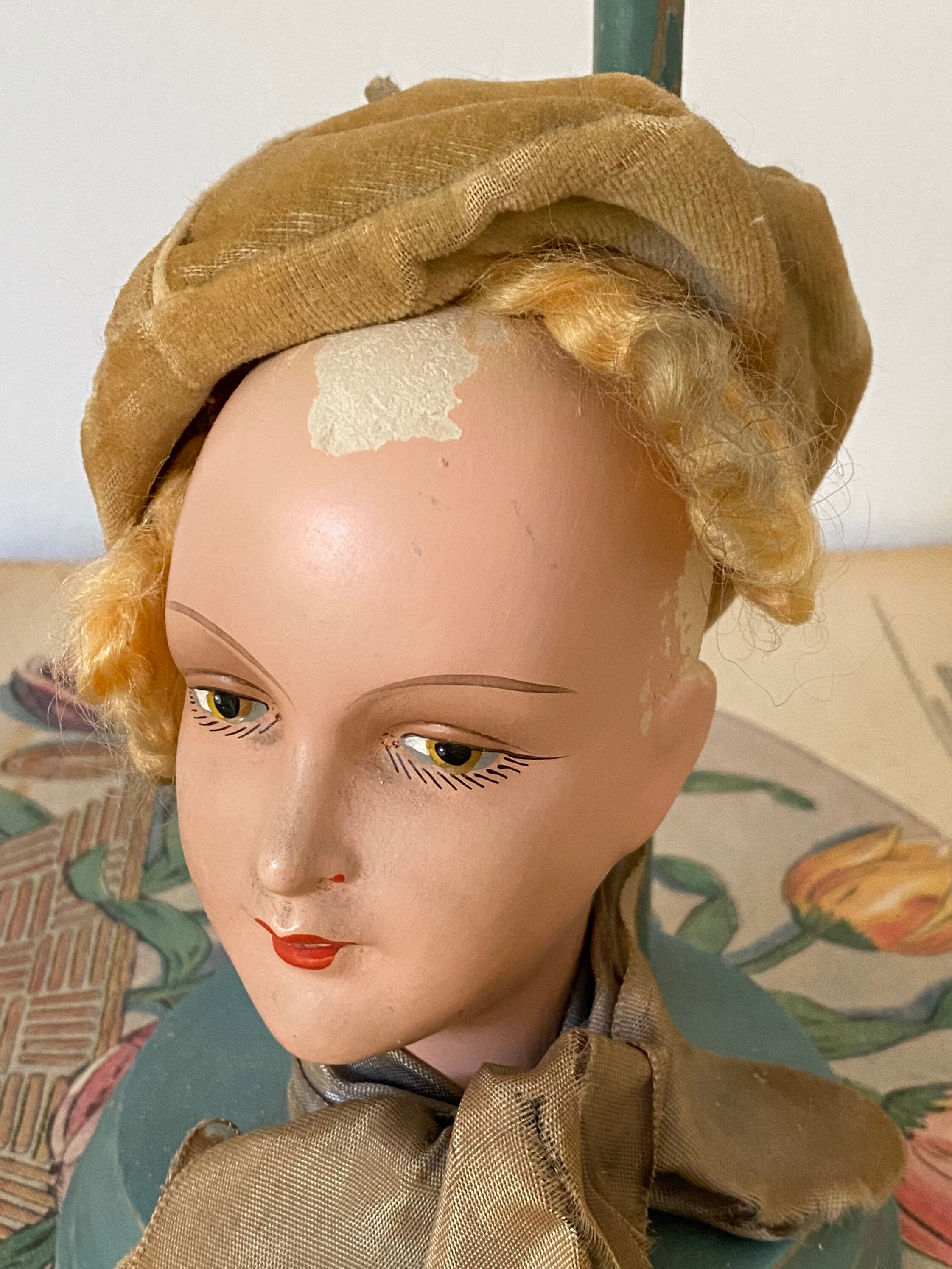 Vintage Hat Stand Doll Head Hat Display Art Deco Boudoir Doll Etsy