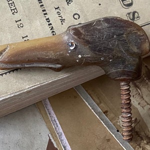 Vintage carved horn dog head sculpture maybe furniture hardware dog figurine may be used as knob or handle for furniture