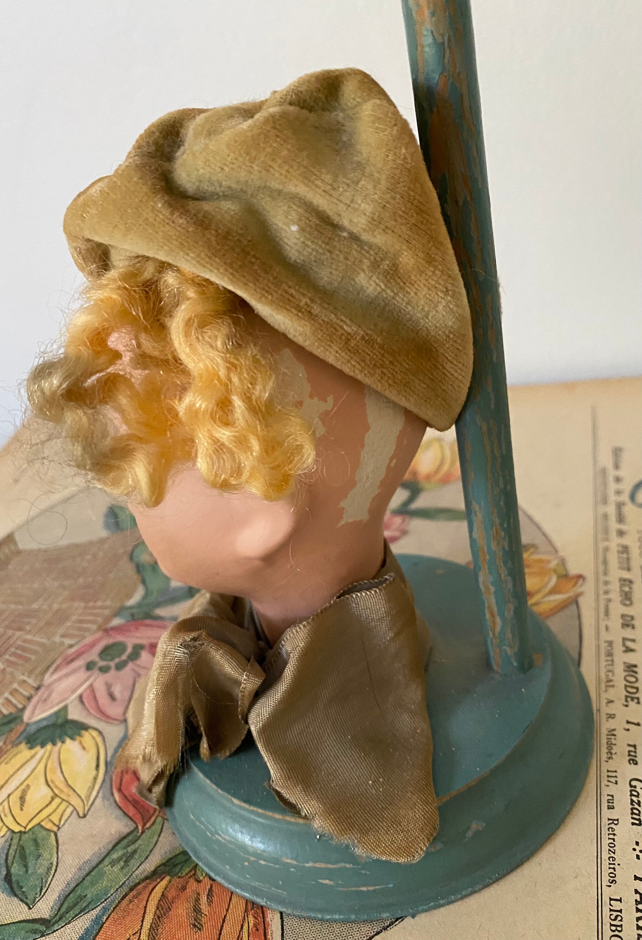 Vintage Hat Stand Doll Head Hat Display Art Deco Boudoir Doll Etsy Canada