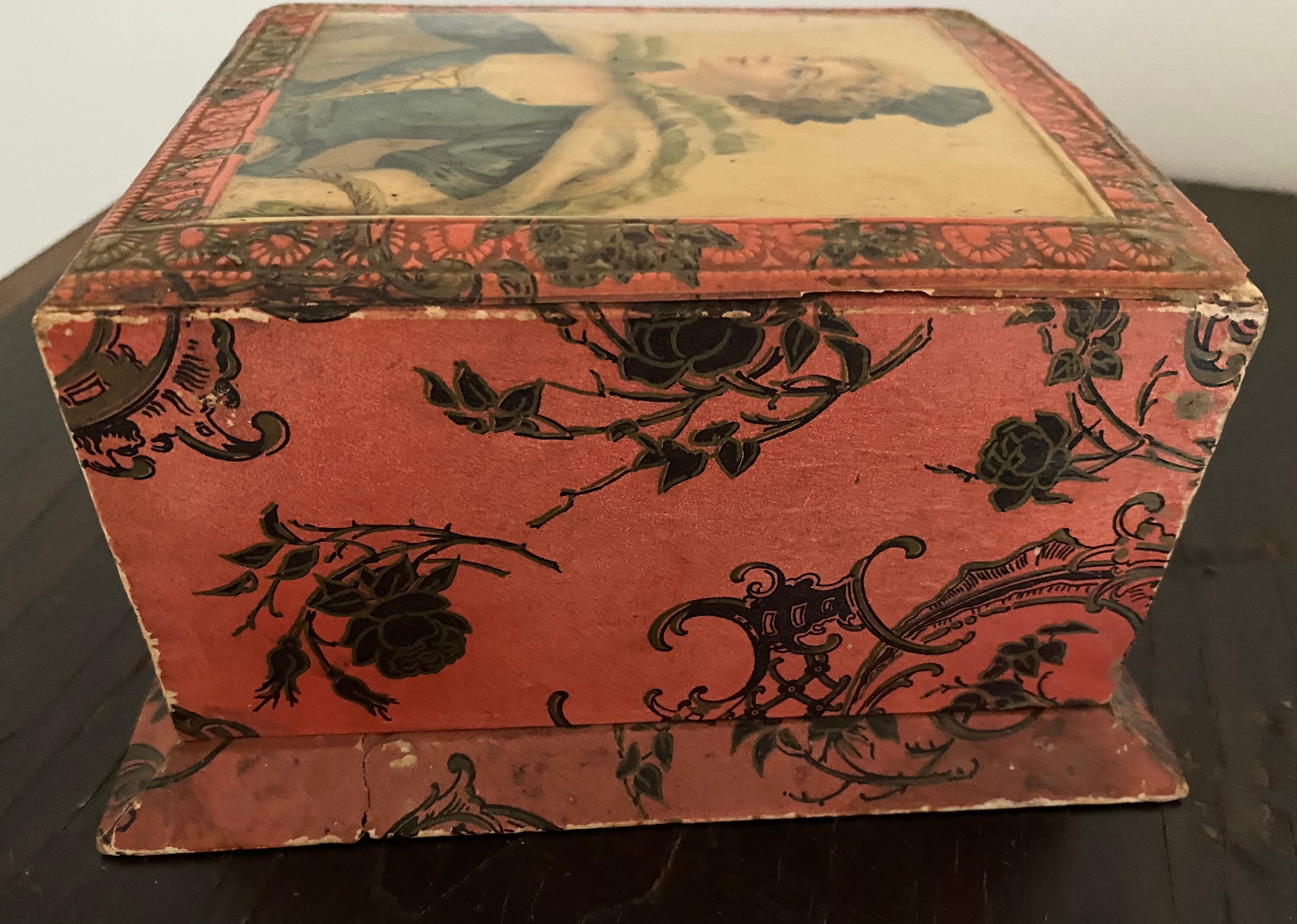 Vintage Victorian Box Shaving Mug and Razor Box Paper Box Fabric Inside ...
