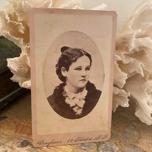 Vintage CDV Carte de Visite victorian woman in a bun studio photo collectible photograph victorian
