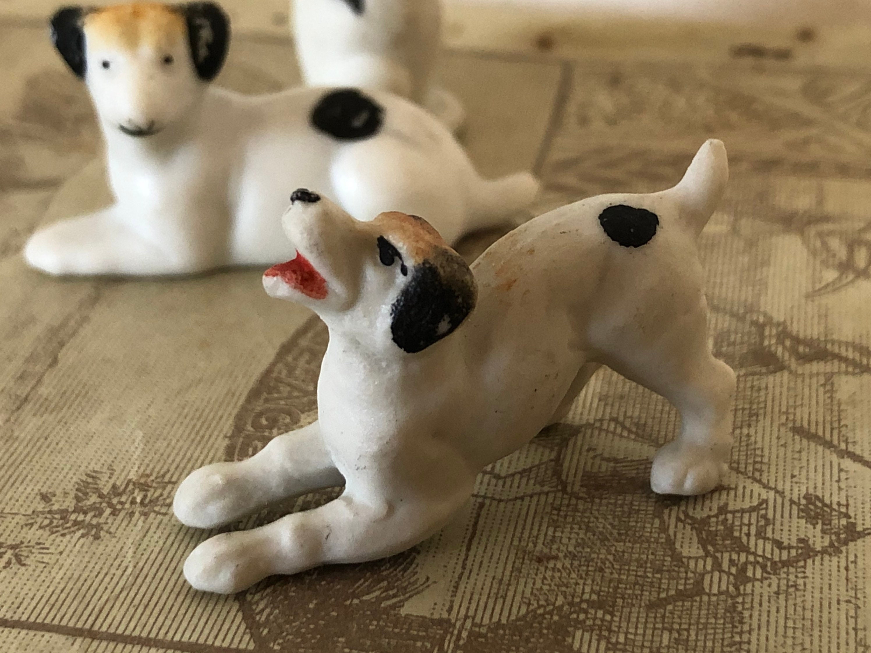 Vintage Bisque Figurines Set of 3 Dogs Miniature Figurines Etsy