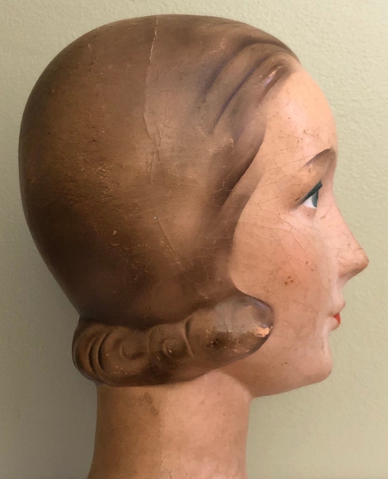Vintage Art Deco Mannequin Head Female Manikin Bust Hat Stand Etsy