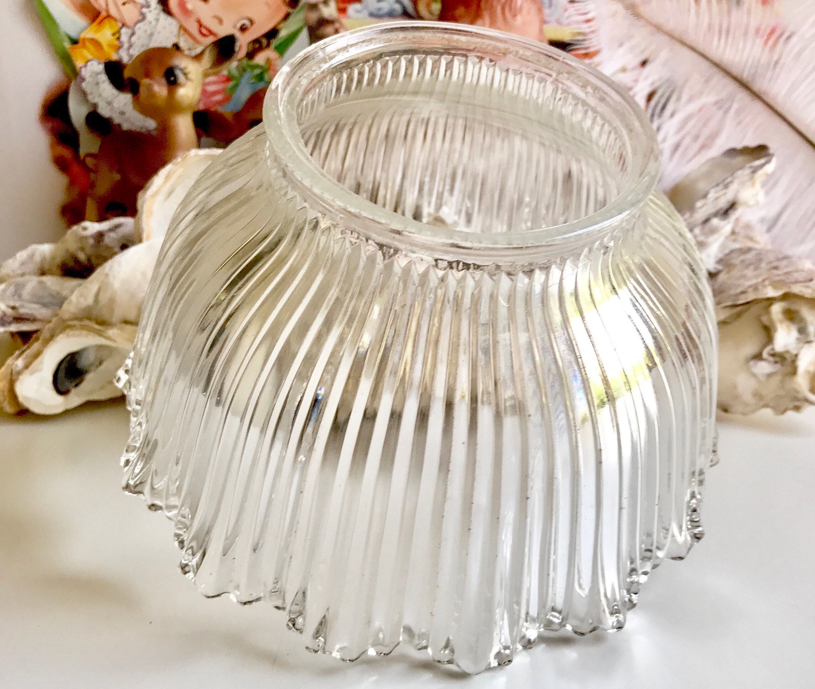 Vintage clear glass dome lamp shade small scalloped edge Etsy