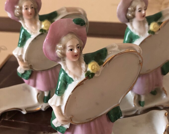 Vintage Place Card Holders Set of 3 Figural Victorian Women Lady in Hat