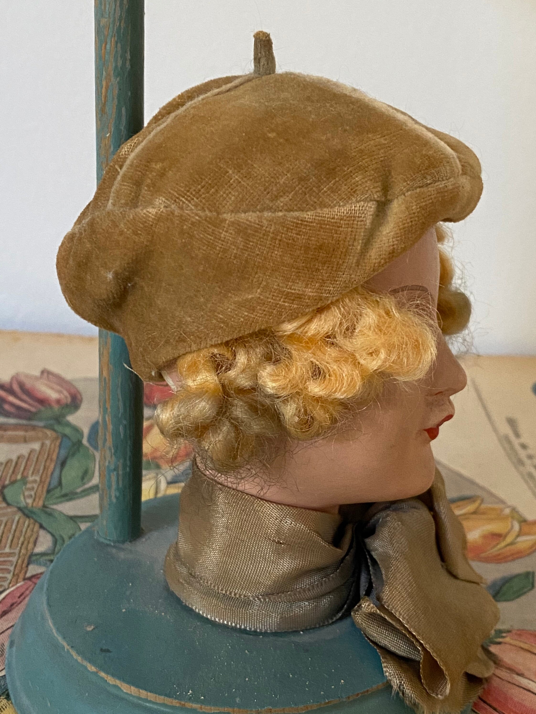 Vintage Hat Stand Doll Head Hat Display Art Deco Boudoir Doll Etsy