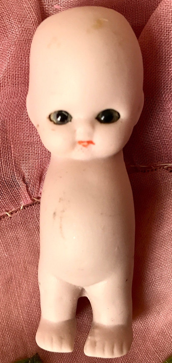 Antique Bisque Doll Kewpie Doll Glass Eyes Marked Germany 