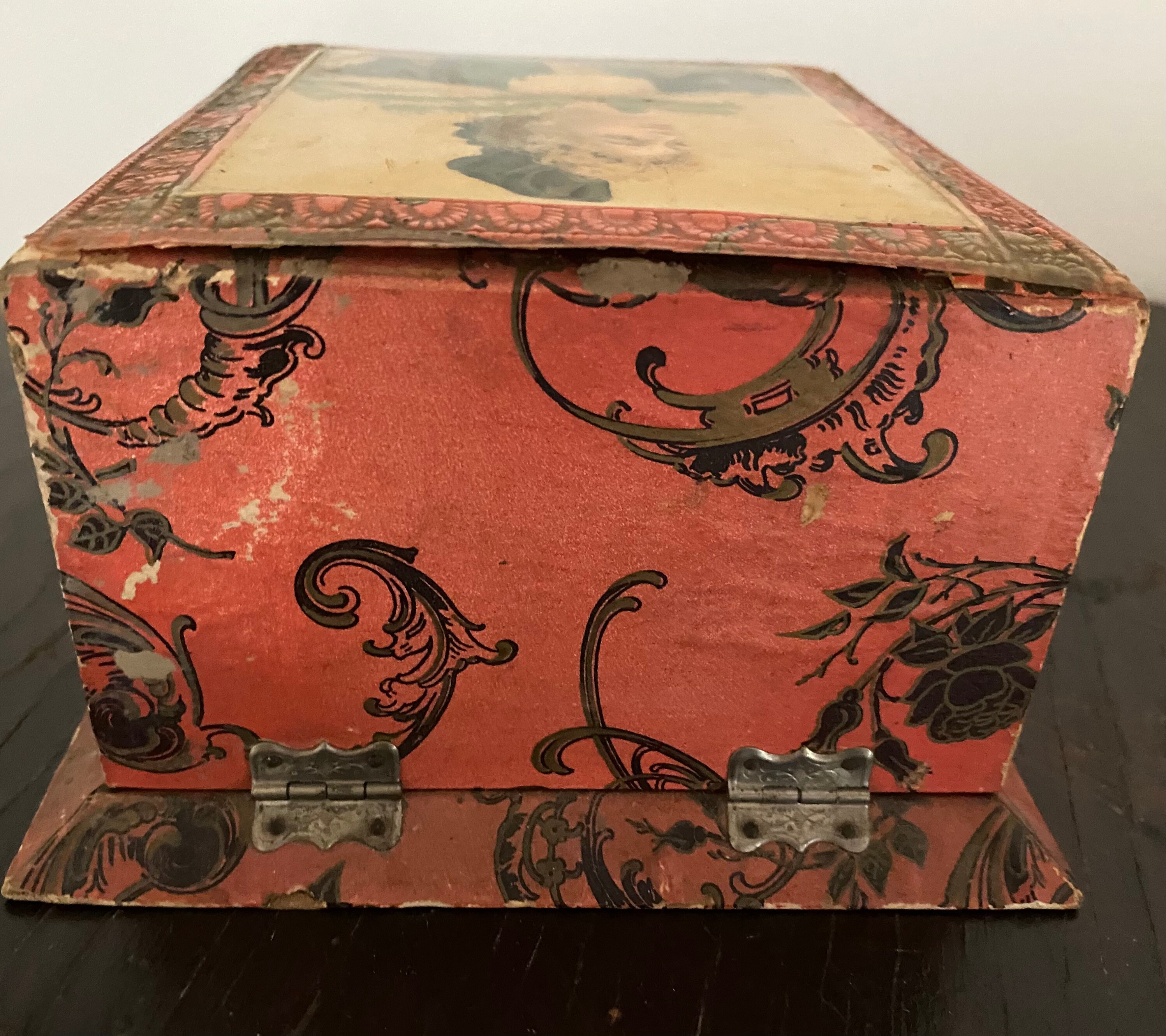 Vintage Victorian Box Shaving Mug and Razor Box Paper Box Fabric Inside ...